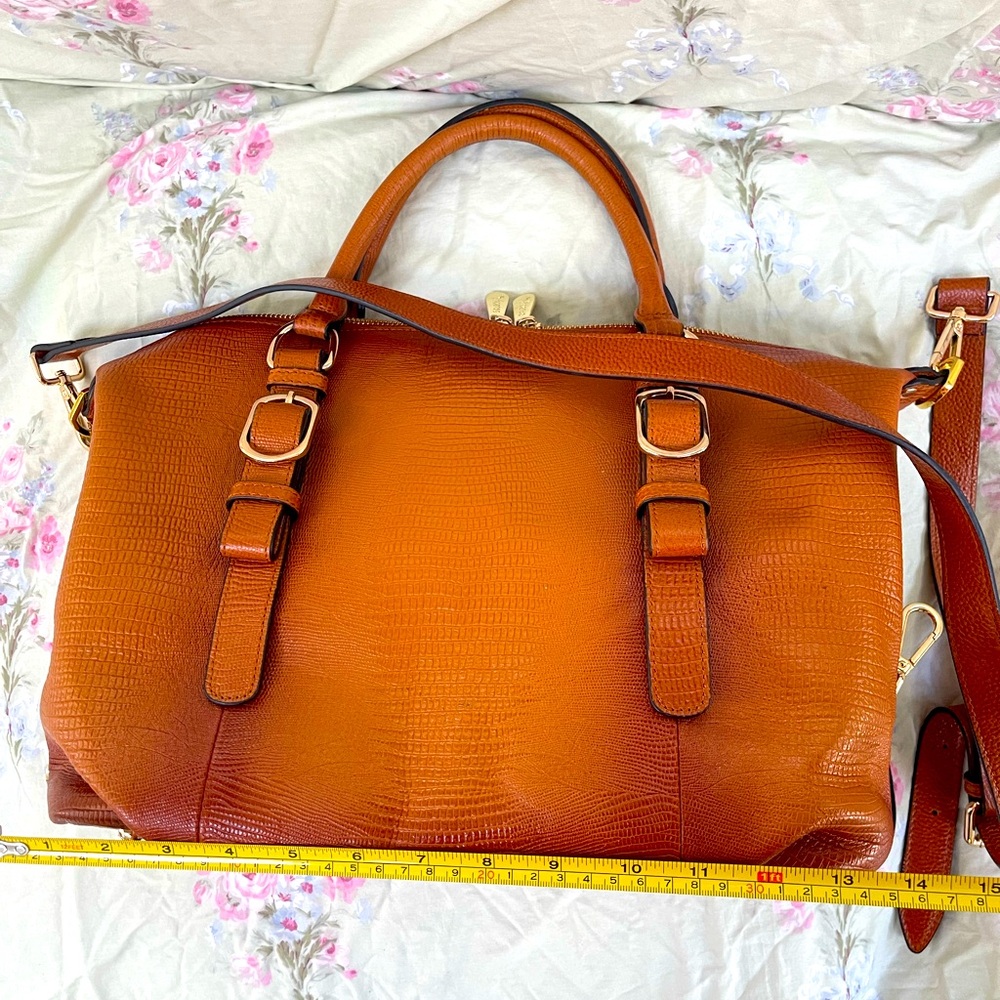 Vicenza Italy Burnished Tan Leather Satchel Bag